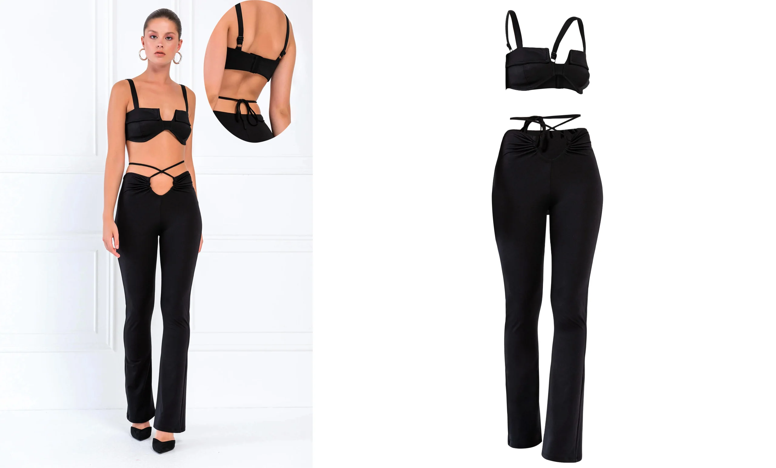Women Pant Fashion Neck Joint Photo Editing